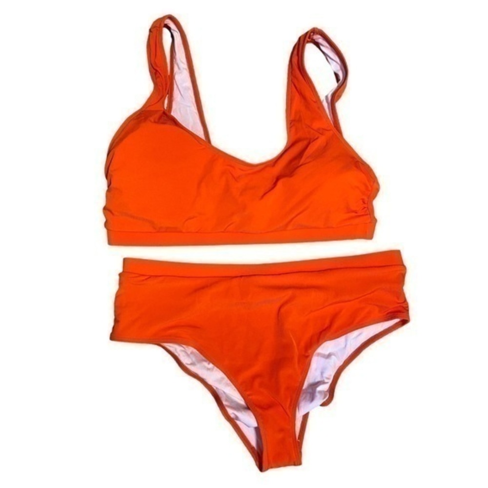 SHEIN NWOT ORANGE RIBBED BIKINI SET